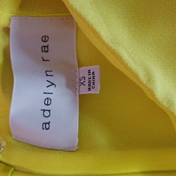 Adelyn Rae Gia Ribbon Strap Mini Dress Yellow, Organza Tie Shoulder Detail - Picture 2 of 14